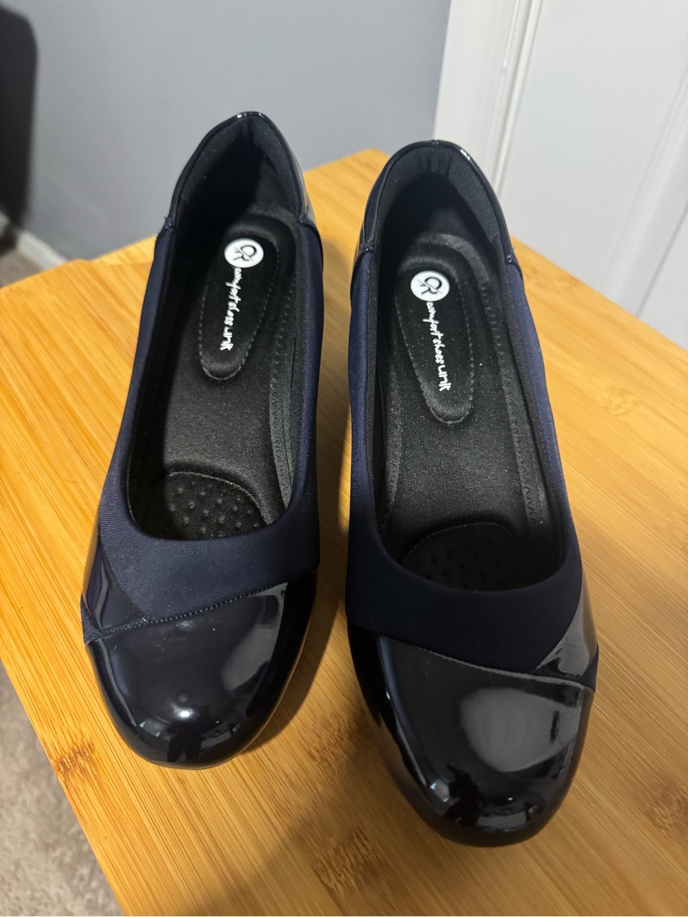Classic Navy Low Block Heel Pumps by